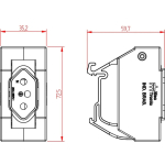 Kit 5 Tomadas Trilho 2P+T 20A Din Mectronic - Imagem 4